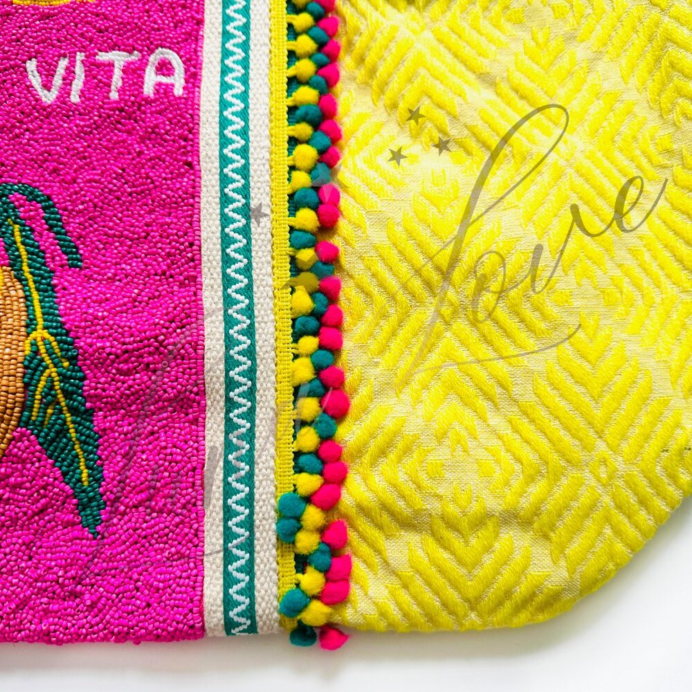 AMERICA & BEYOND Amalfi Beaded Lemon Tote NWT - Picture 5 of 9